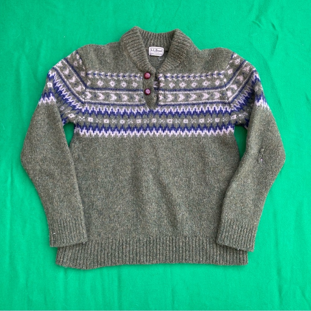 L.L. Bean Olive Fair Isle Men's Sweater